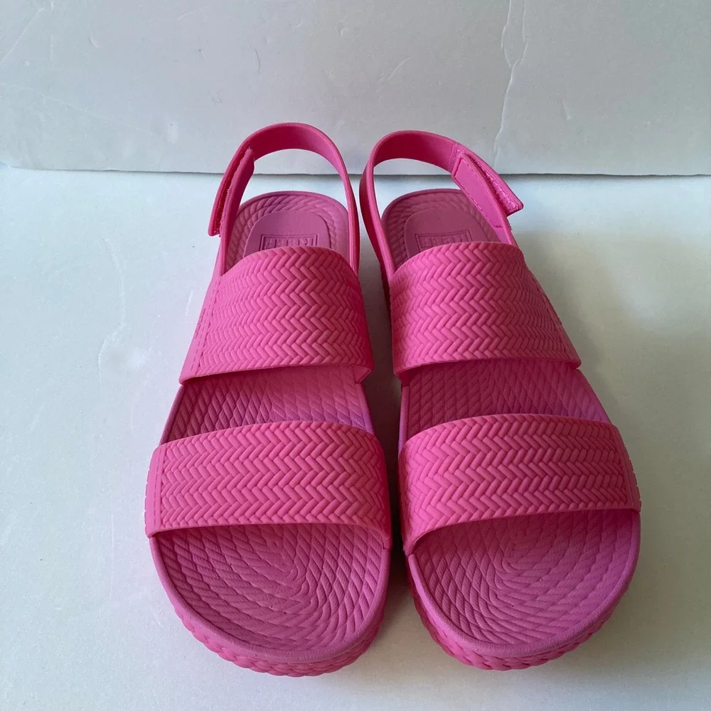 Reef Water Vista Pink Two Strap Platform Sandals Womens 9 PVC Free